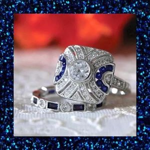 LAST1 🆕 2PC White & Blue Topaz 925 Silver Set